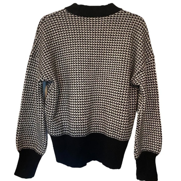 Merino Wool Embroidered Houndstooth Sweater Size L - Picture 4 of 10